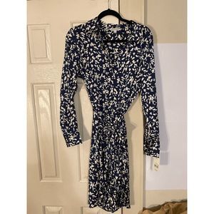 Ophelia Rose Blue Navy and White Floral Tye Dress, Size Large, NWT Dress